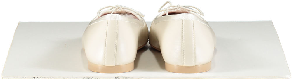 Pretty Ballerinas Natural Camille Cream Leather Square Toe Ballerina Shoes UK 6 EU 39 👠