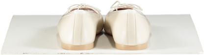 Pretty Ballerinas Natural Camille Cream Leather Square Toe Ballerina Shoes UK 6 EU 39 👠