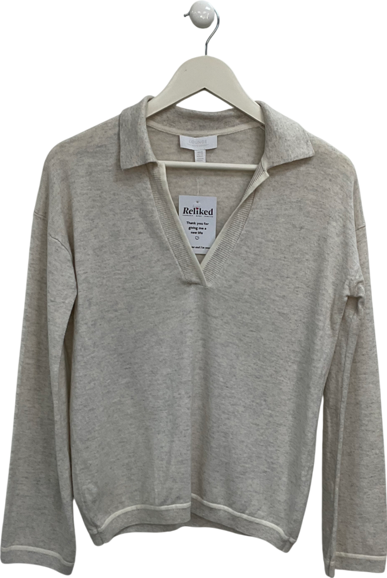 The White Company Beige Collared Wool Blend Lounge Top UK XS