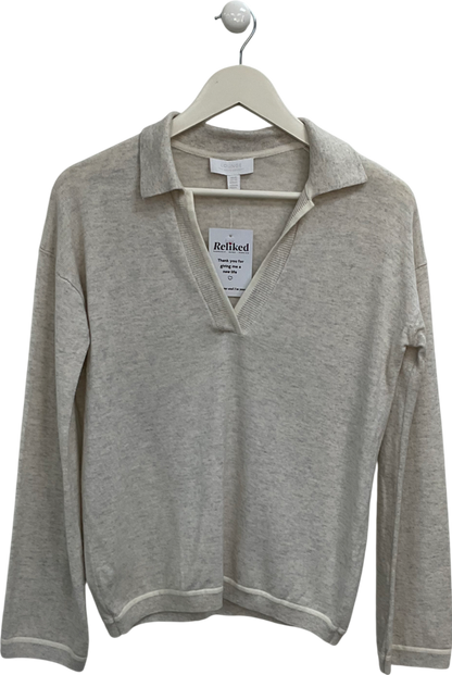 The White Company Beige Collared Wool Blend Lounge Top UK XS