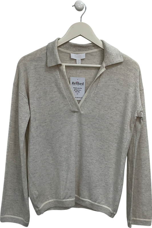 The White Company Beige Collared Wool Blend Lounge Top UK XS