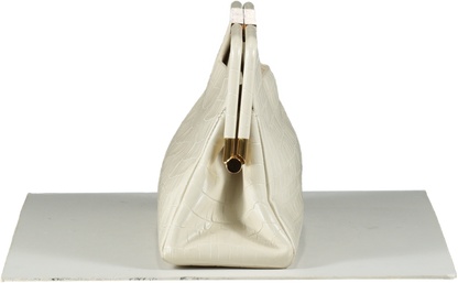 demellier Off White Croc Effect Seville Clutch / Cross Body Bag One Size