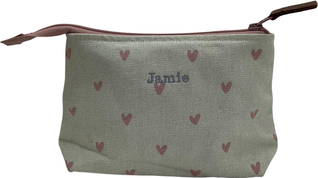 Sophie Allport Beige Heart Canvas Makeup Bag Small One Size