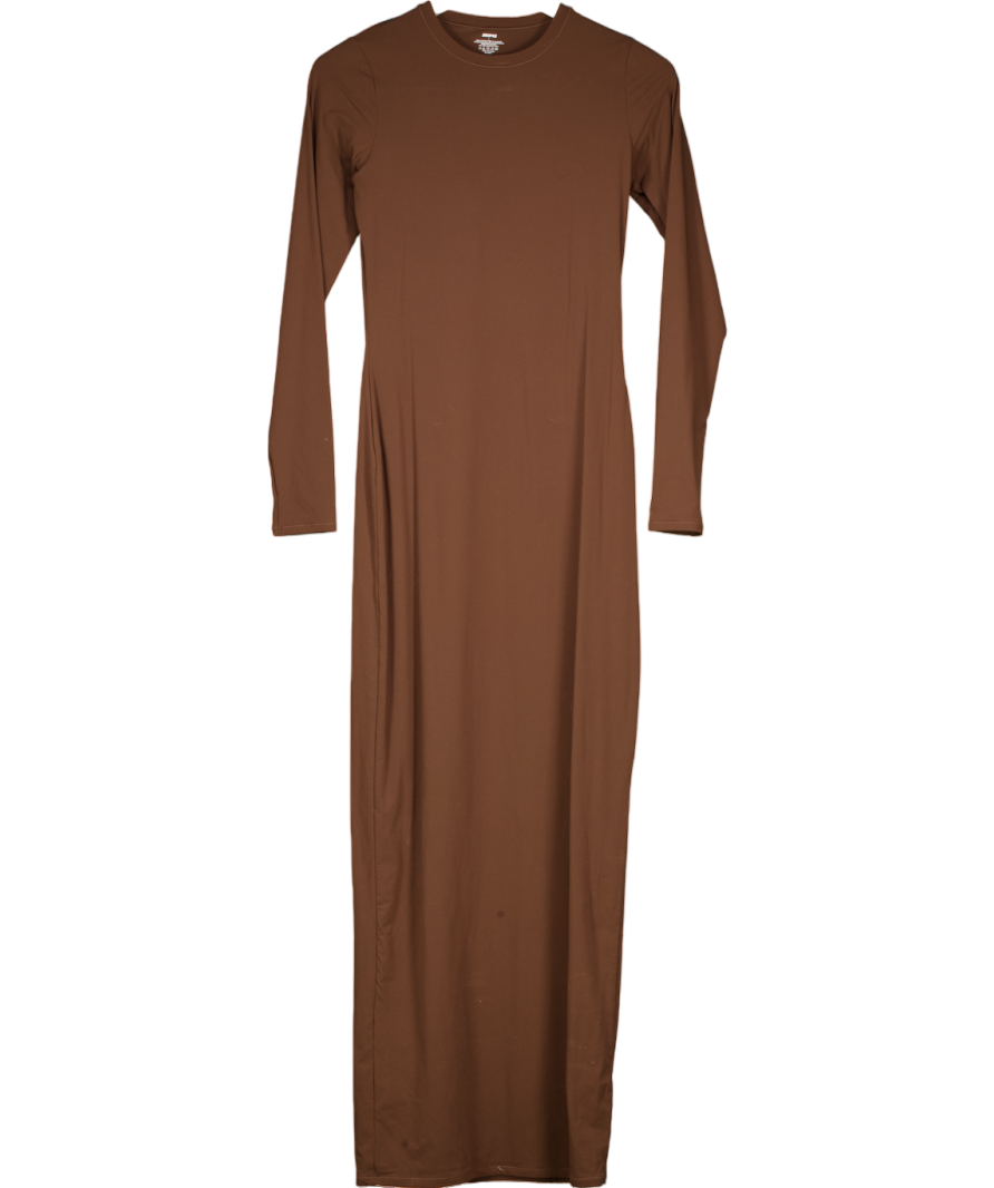 SKIMS Brown Fits Everybody Crew Neck Long Sleeve Dress UK L