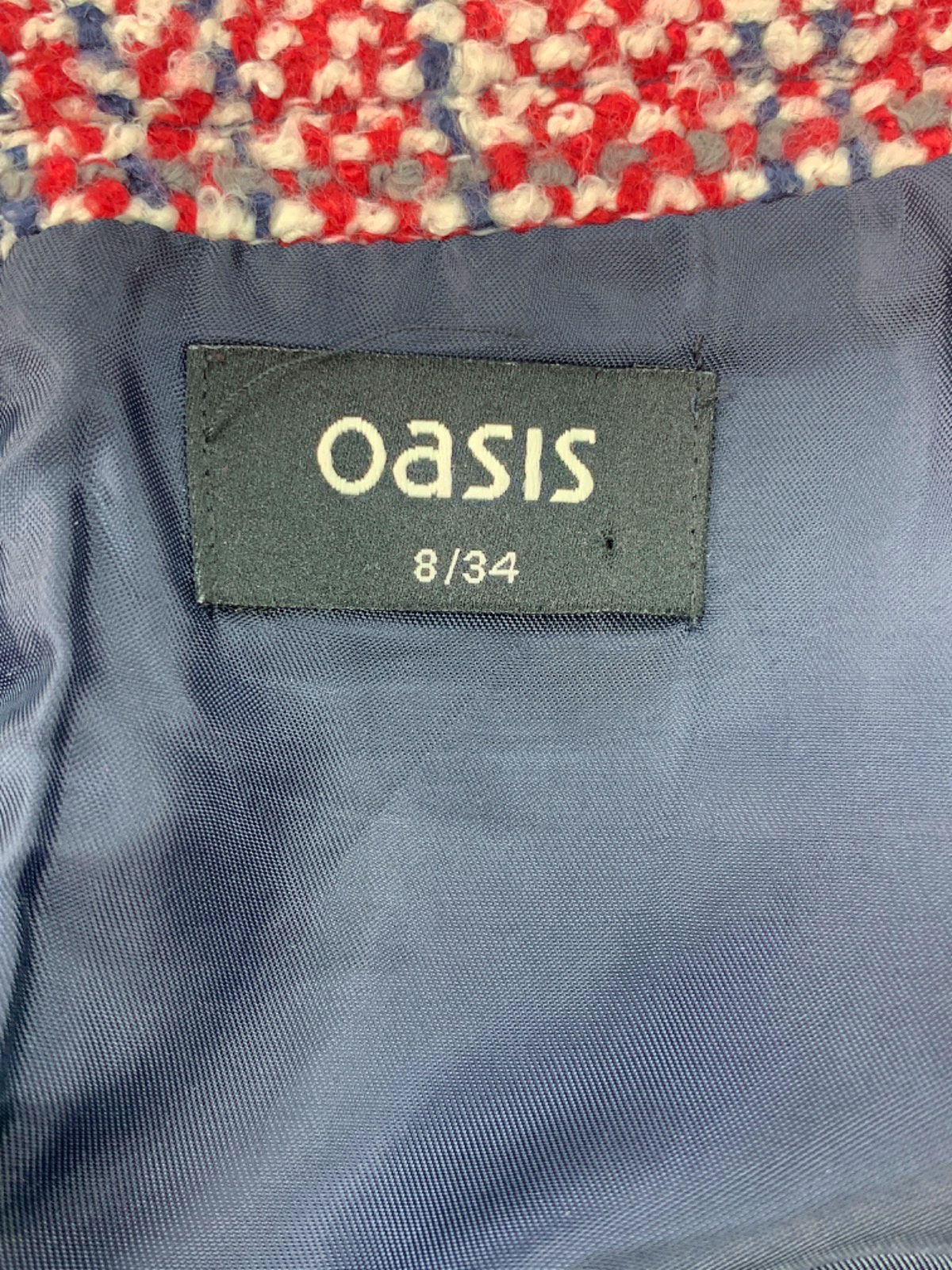 Oasis Red/Blue Tweed Mini Skirt UK 8