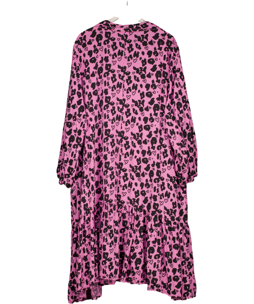 Native Youth Pink Open Collar Print Maxi Dress UK 28