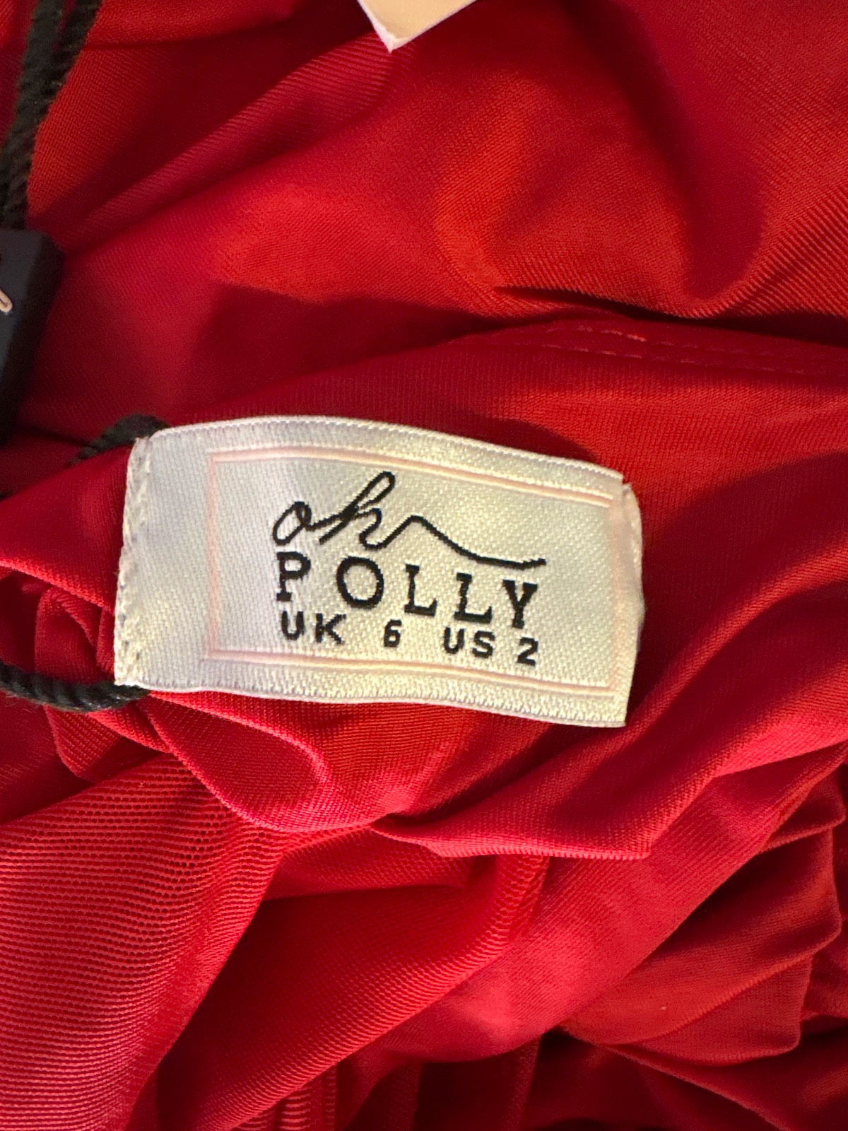 Oh Polly Fiery Red Ruched Mesh Dress UK 6