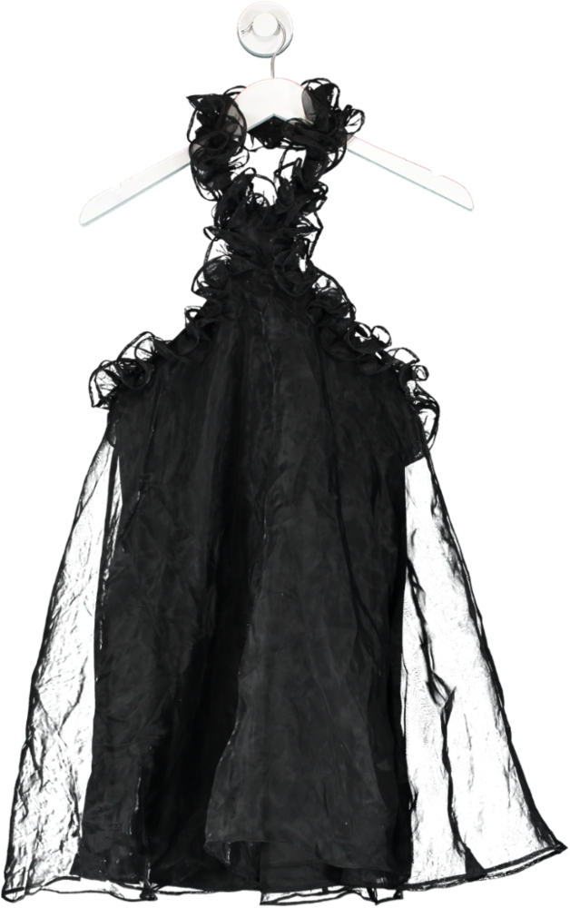 Lovers and Friends Black Ruffle Halter Mini Dress UK XS