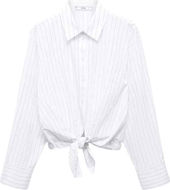 MANGO White Stripped Knot Shirt UK M