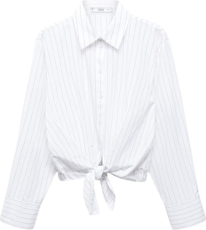 MANGO White Stripped Knot Shirt UK M