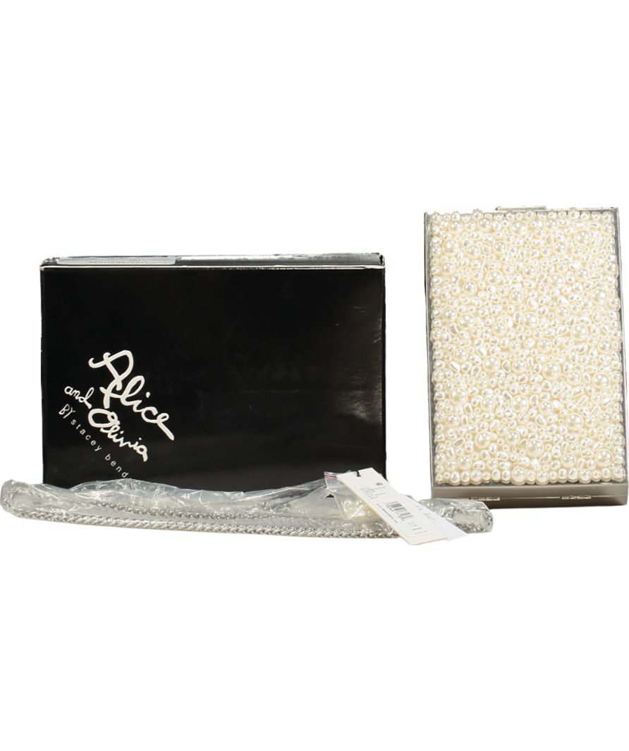 Alice + Olivia Cream Kayla Pearl Embellished Clutch