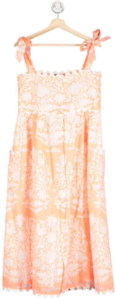 juliet dunn Orange Cotton Sundress With Tie Shoulders In Vibrant Coral UK 8