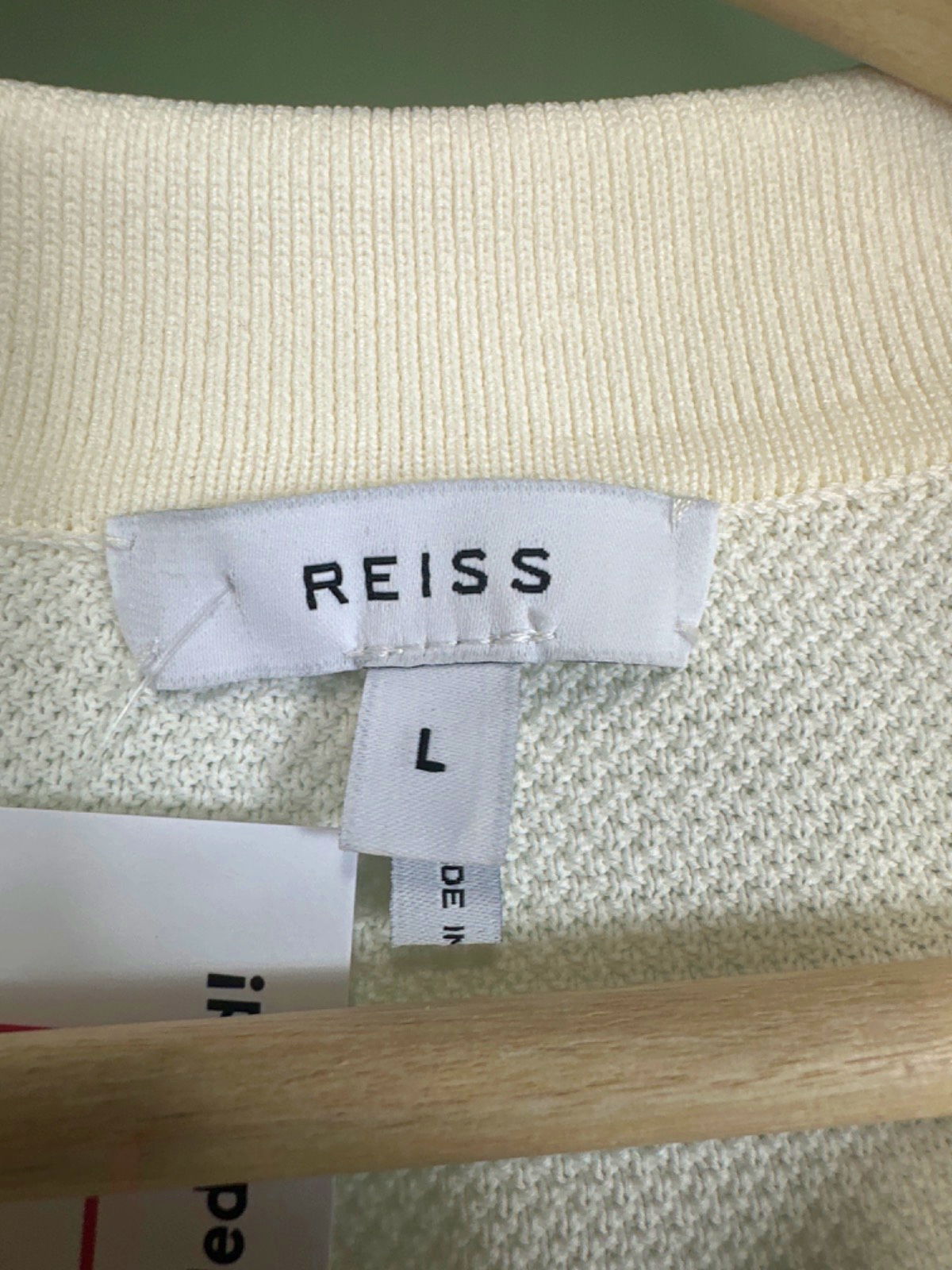 REISS White/Grey Knitted Polo Shirt UK L