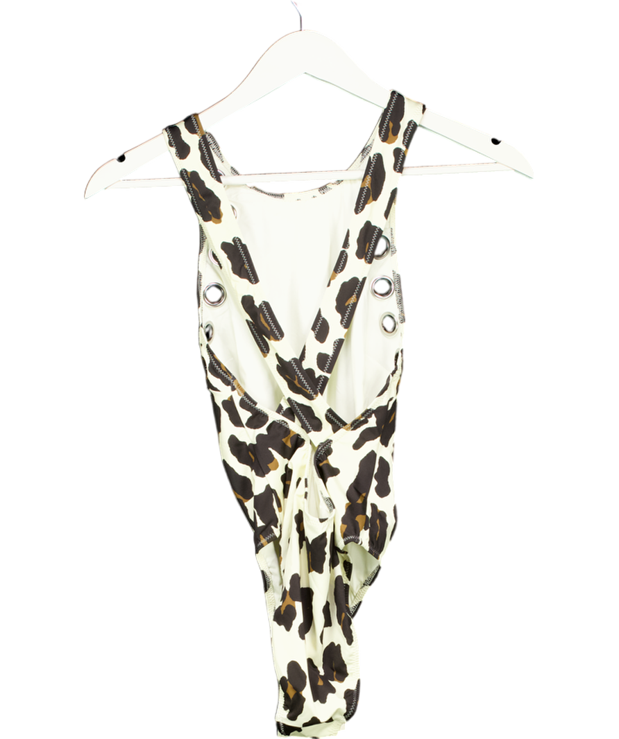 Solid & Striped Cream The Jackie Leopard Print Swimsuit UK S