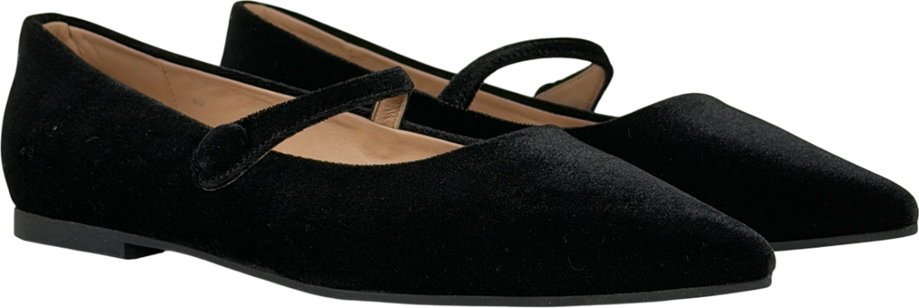 Age Of Innocence Black Thea Velvet Flats UK 7 EU 40 👠