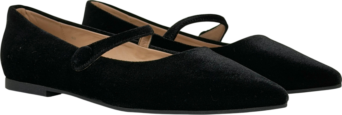 Age Of Innocence Black Thea Velvet Flats UK 7 EU 40 👠