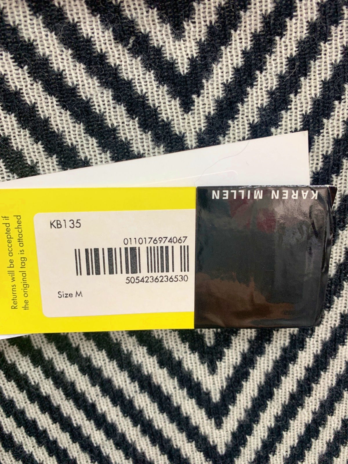 Karen Millen Black and White Chevron Patterned Sweater UK M