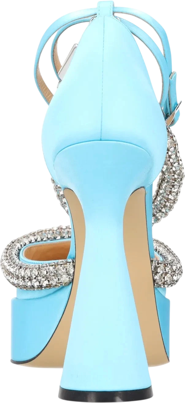 AMINA MUADDI Blue Embellished Kimberly Platform Heels UK 4 EU 37