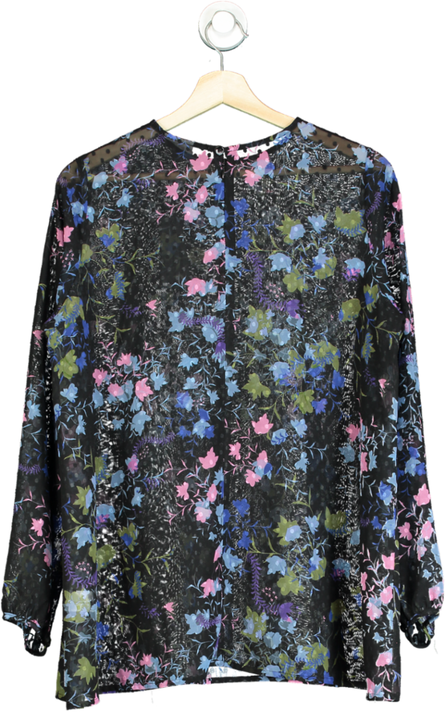Bella Singleton Black Floral Print Blouse S