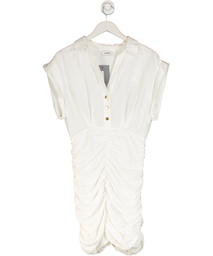 Sandro Ivory White Ruched Woven Mini Shirt Dress UK 8