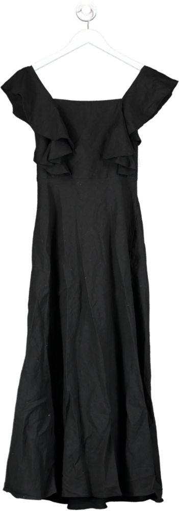 Hesper Fox Black Portia Linen Maxi Dress UK XS
