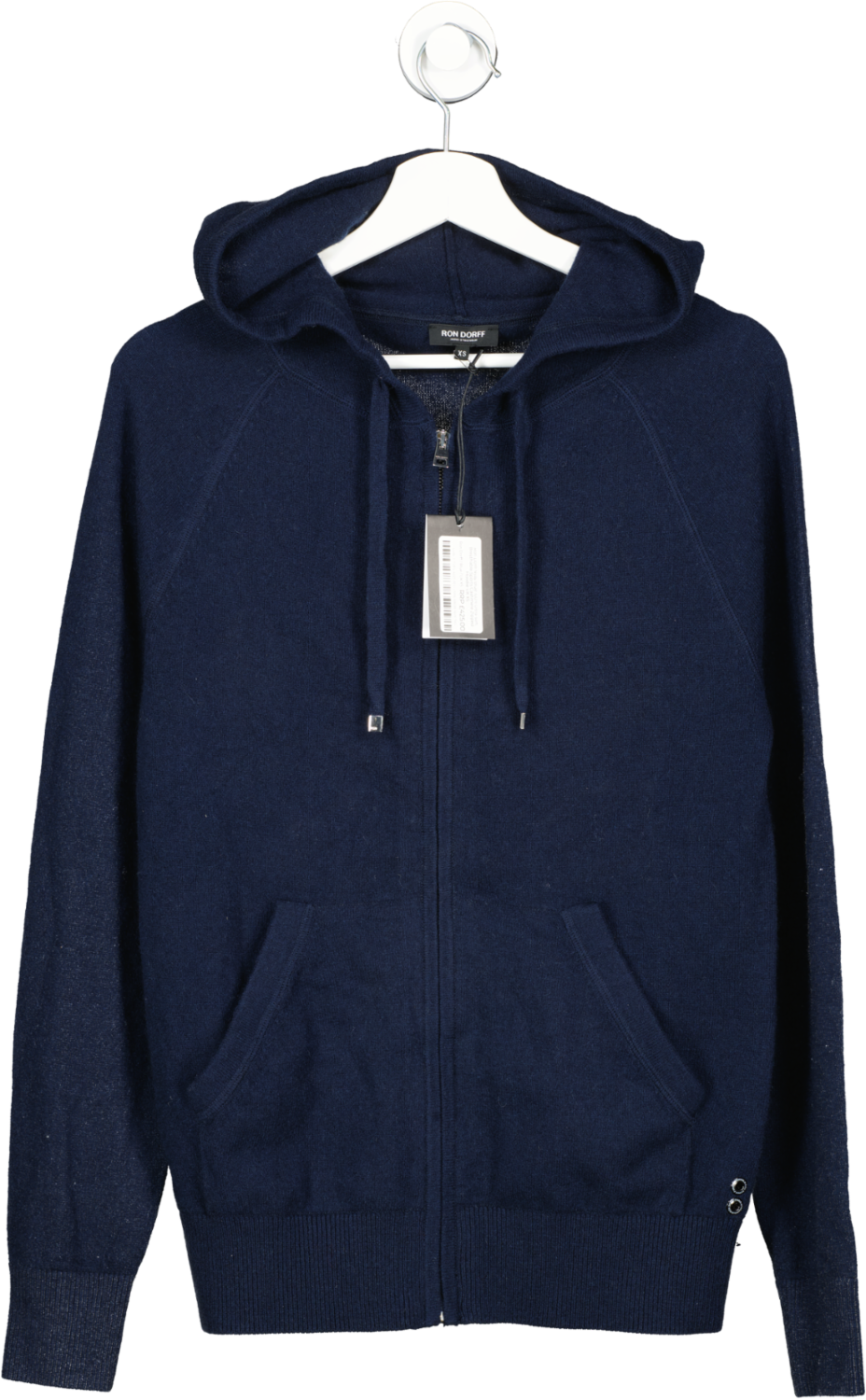 Ron Dorff Navy Blue 100% Ultra-soft, Breathable Sports Cashmere Zipped Hoodie UK XS