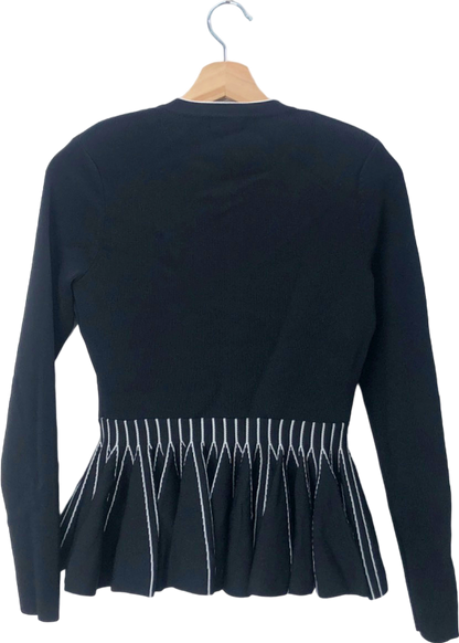 Karen Millen Black/White Knit Peplum Jacket XS