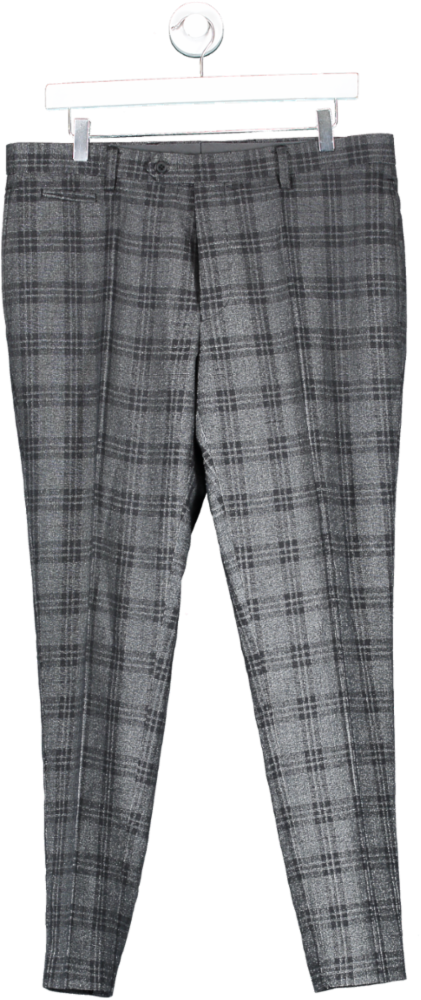 Next Dark Grey Check Slim Fit Suit Trousers W34