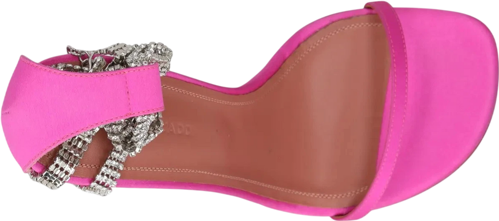 AMINA MUADDI Pink Georgia Crystal-strap Satin Wrap Sandals UK 4 EU 37