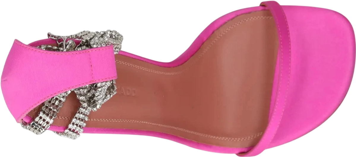 AMINA MUADDI Pink Georgia Crystal-strap Satin Wrap Sandals UK 4 EU 37