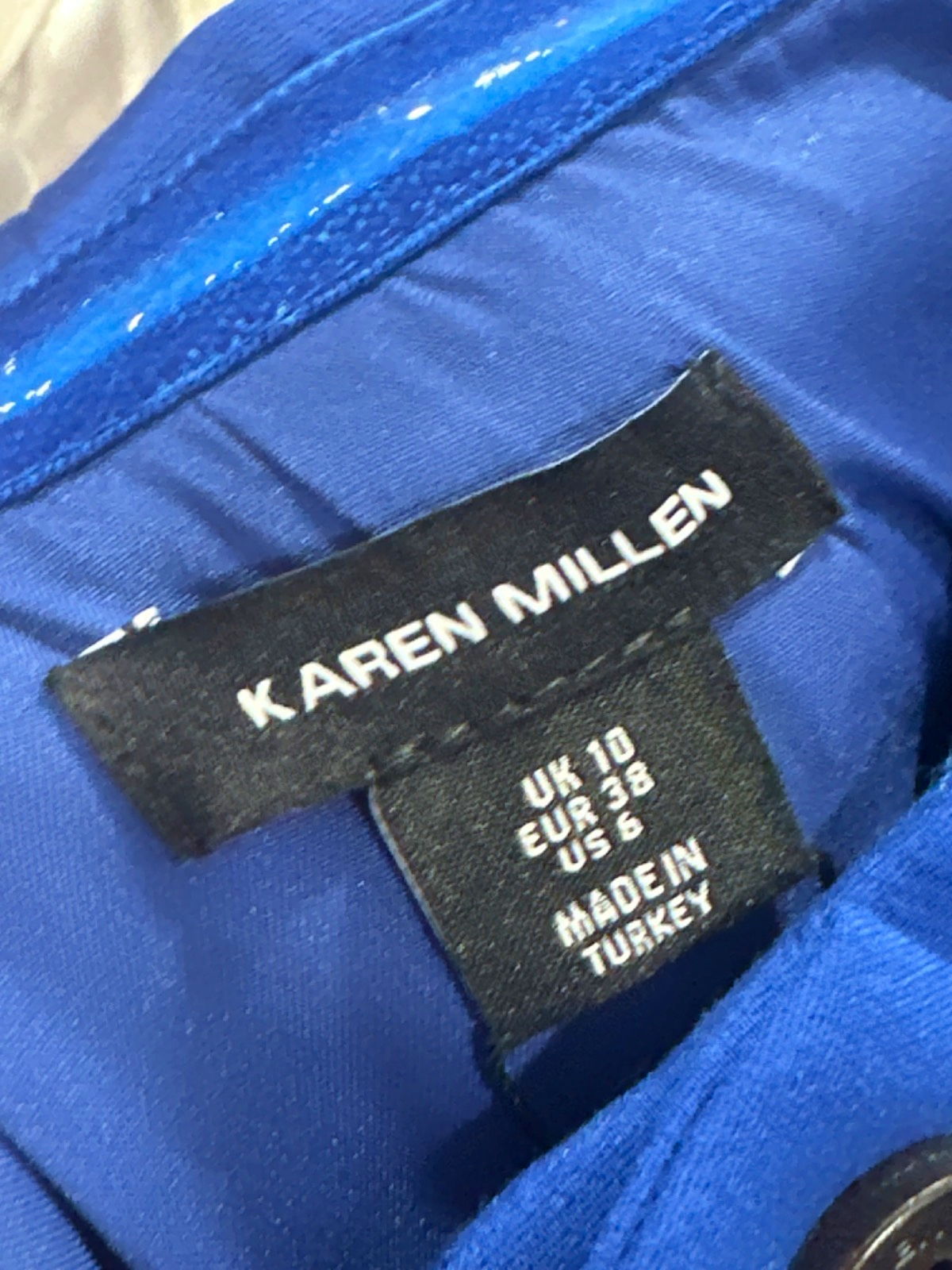 Karen Millen Cobalt Tall Clean Tailored Bandeau Button Bodice Wide Leg Jumpsuit UK 10