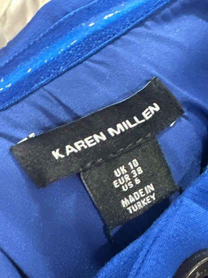 Karen Millen Cobalt Tall Clean Tailored Bandeau Button Bodice Wide Leg Jumpsuit UK 10