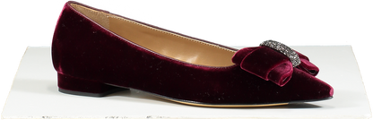 Russell & Bromley Red Bowtiful Embellished Bow Pointed Ballet Flat UK 8 EU 41 👠