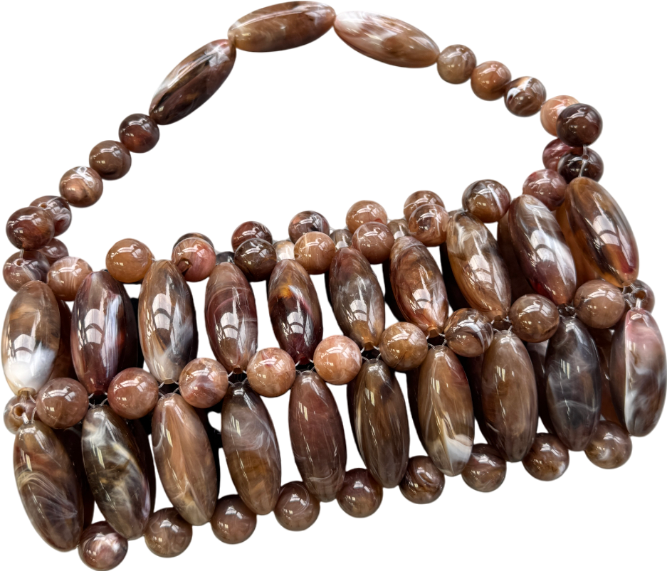 ASOS Design Resin Beaded Clutch Bag In Chocolate Brown One Size