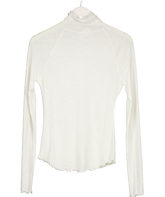 Free People White Make It Easy Thermal Sweatshirt Top UK M