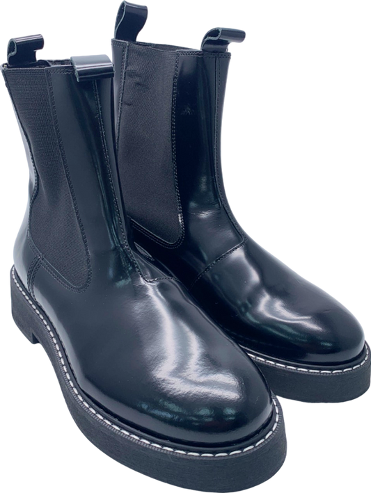 Pilcro Black Patent Leather Chelsea Ankle Boots UK 5