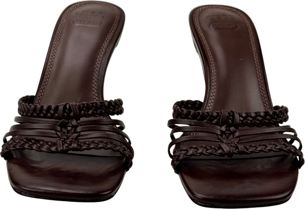 ASOS Design Hazel Plaited Cage Mid Heeled Mule In Chocolate Brown UK 4 EU 37 👠