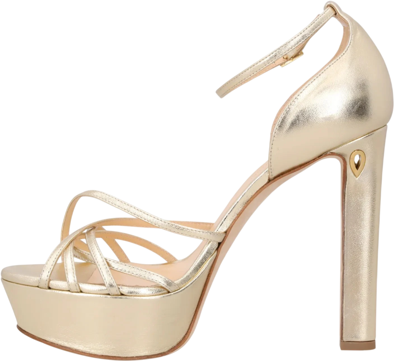 JENNIFER CHAMANDI Metallic Gold Nappa Leather Roberto 130 Bespoke Platform Sandals UK 7.5 EU 40.5