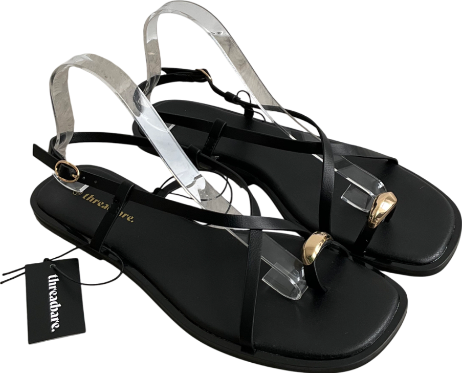 Threadbare Black Glide Hardware Back Strap Sandal UK 8