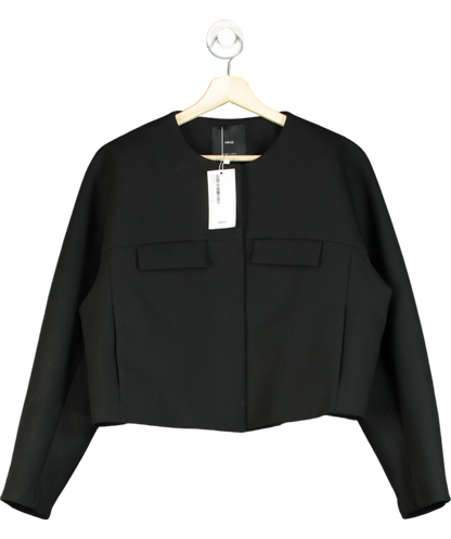 MANGO Black Pop-button Pocketed Crop Fit Jacket UK L