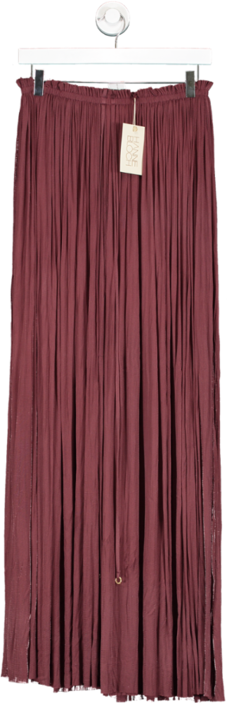 Hanne Bloch Red Bordeaux Silk Tulle Maxi Skirt One Size