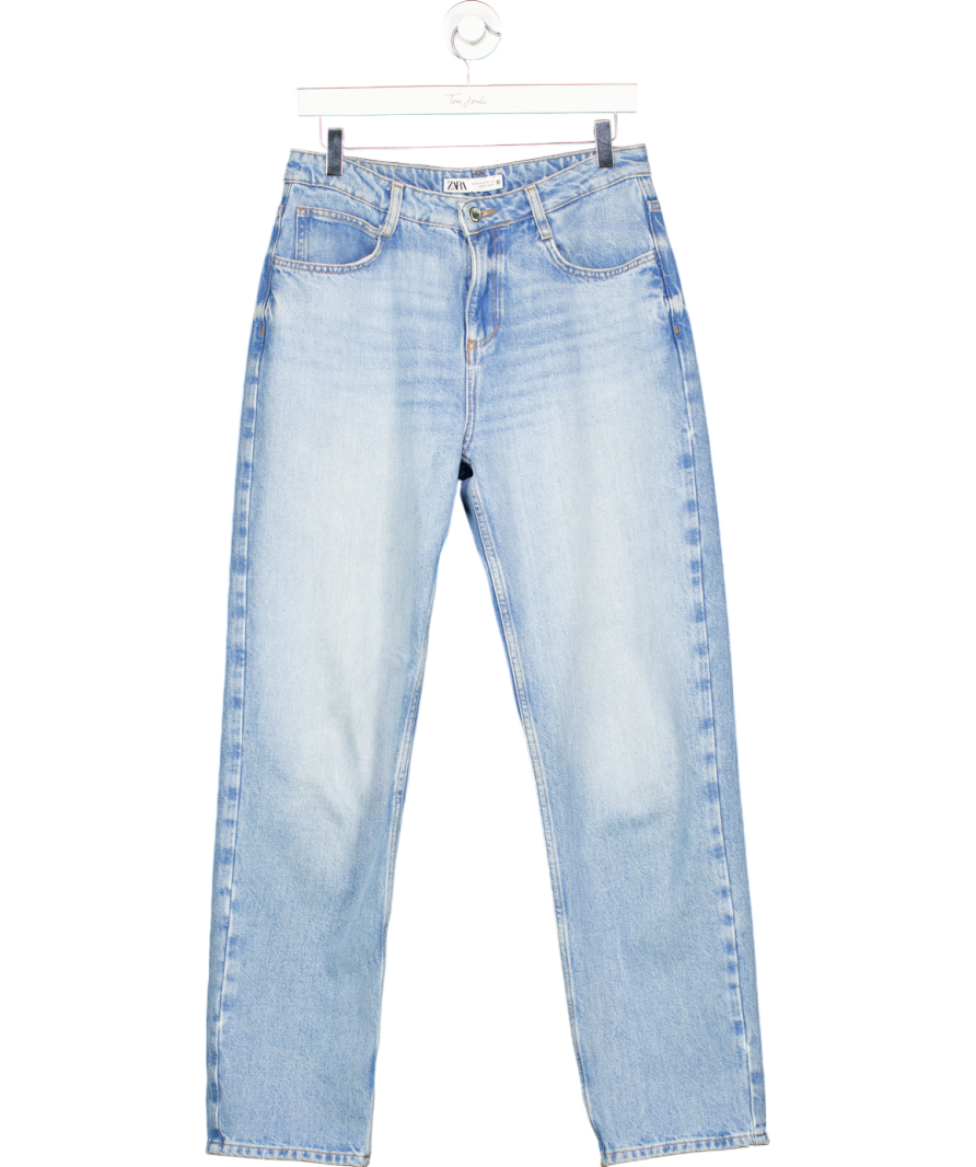 ZARA Blue High Waist Straight Leg Jeans UK 10