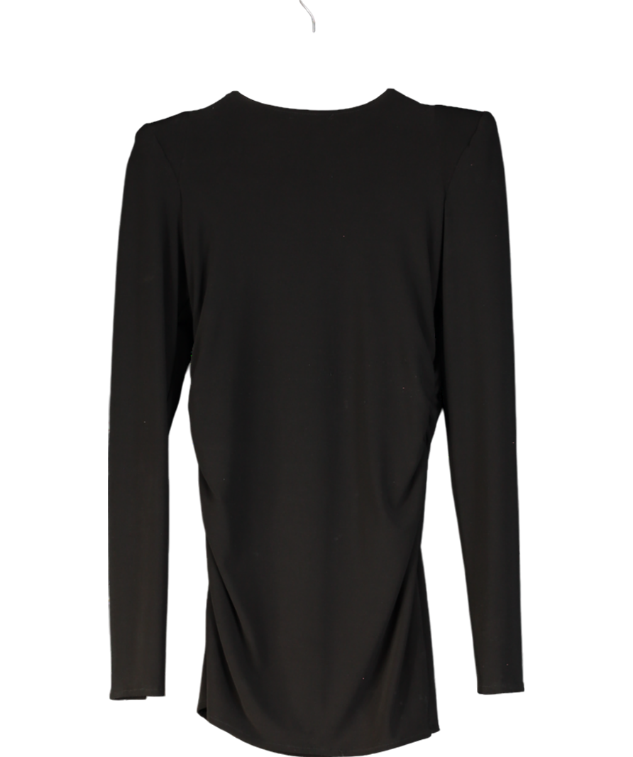 KU Spendlove Black Shoulder Padded Ruched Side Mini Dress UK S