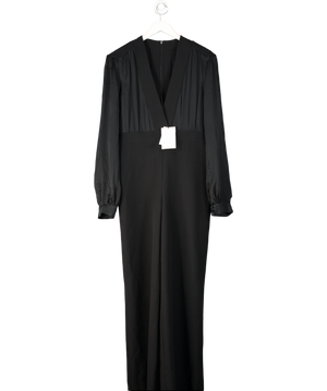 Safiyaa Black Indra Silk And Crêpe Jumpsuit UK 16