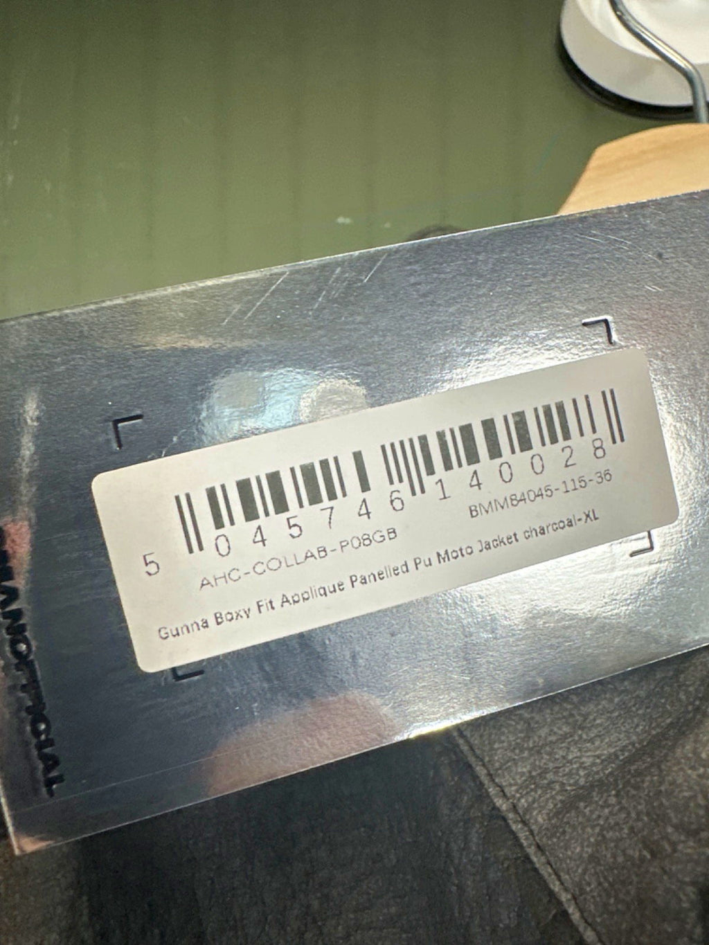 Boohoo Man Charcoal Gunna Boxy Fit Applique Panelled PU Moto Jacket UK XL