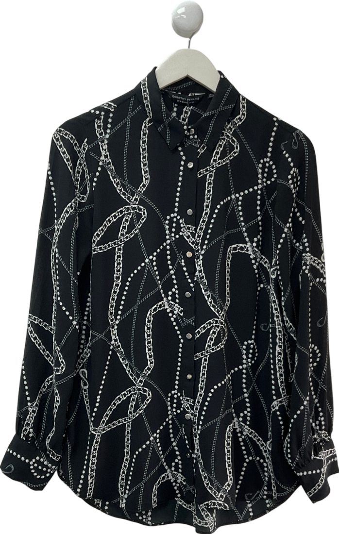 dorothy perkins Black Chain Satin Oversized Shirt UK 14