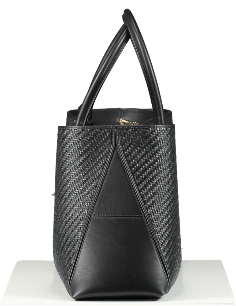 Aspinal Of London Black Large Woven Leather London Tote Bag