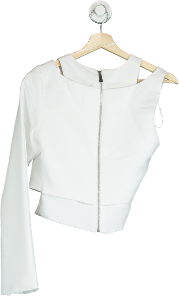 Zara White Asymmetric Crop Top UK S