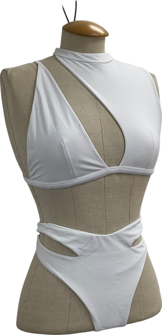 h:ours White Nissa Cut Out Bikini UK S