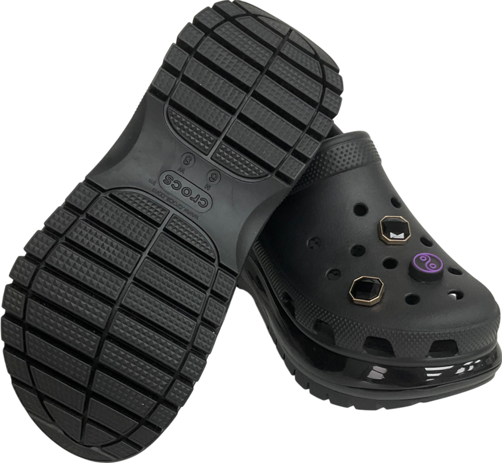 Black Platform Crocs With Charms UK 6 EU 40 👞